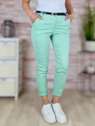 Sztreccses, öves, világoszöld nadrág S-XL-ig