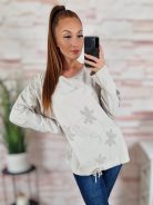 Alján összehúzható és megkötős, hímzett virágmintás felső M-L-XL