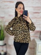 Mintás, gumis aljú, nyaknál megkötős felső S-M-L