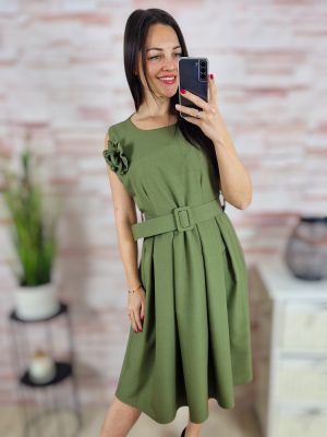 Ujjatlan, öves, derékban szabott alkalmi ruha S-M