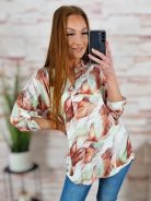 Mintás, v-kivágású, roll-up ujjú felső L-XL-XXL