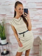 Ejtett nyakú, ujjatlan, öves ruha S-M