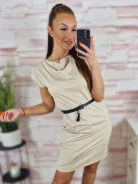 Ejtett nyakú, ujjatlan, öves ruha S-M