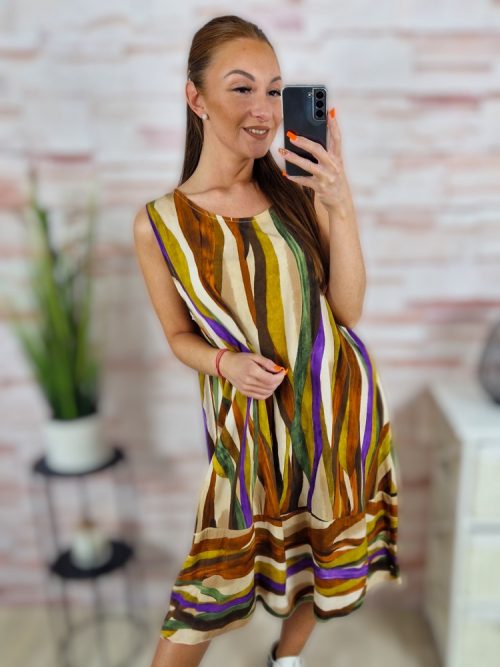 Mintás, A vonalú, ujjatlan ruha L-XL