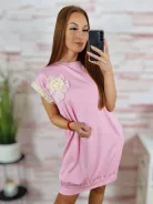 Zsebes, virágmintás díszítésű, rövid ujjú ruha M-L