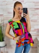 Mintás, A vonalú, hátul hosszított felső L-XL