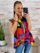 Mintás, A vonalú, hátul hosszított felső L-XL