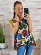 Mintás, A vonalú, hátul hosszított felső L-XL