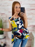 Mintás, A vonalú, hátul hosszított felső L-XL