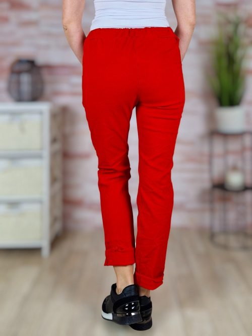 Gyűrt fazonú, gumis derekú, zsebes nadrág M-L