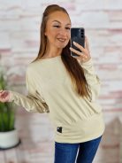 Denevér és hosszú ujjú, passzés aljú, gépi kötött anyagú felső M-L