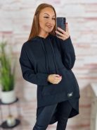 Kapucnis, hátul hosszított, kenguru zsebes pulóver M-L-XL