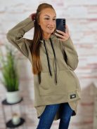 Kapucnis, hátul hosszított, kenguru zsebes pulóver M-L-XL
