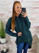 Kapucnis, hátul hosszított, kenguru zsebes pulóver M-L-XL