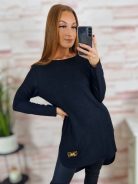 Hátul hosszított, oldalt sliccelt, gépi kötött anyagú tunika S-M-L