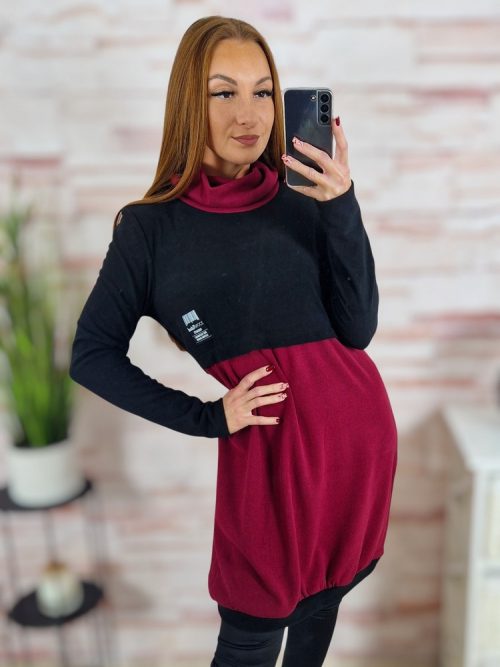 Garbós nyakú, puha anyagú, hosszú uijjú tunika S-M