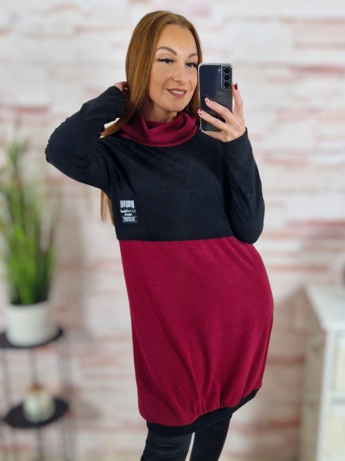 Garbós nyakú, puha anyagú, hosszú uijjú tunika S-M