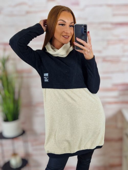 Garbós nyakú, puha anyagú, hosszú uijjú tunika S-M