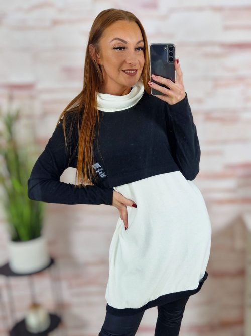 Garbós nyakú, puha anyagú, hosszú uijjú tunika S-M