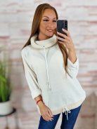 Alján megkötős, garbós és szőrmés nyakú, vastag anyagú pulóver M-L-XL