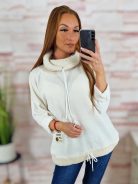 Alján megkötős, garbós és szőrmés nyakú, vastag anyagú pulóver M-L-XL