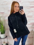 Alján megkötős, garbós és szőrmés nyakú, vastag anyagú pulóver M-L-XL