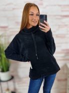 Alján megkötős, garbós és szőrmés nyakú, vastag anyagú pulóver M-L-XL