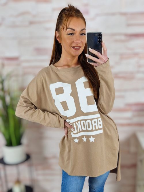 Feliratos, hátul hosszított, pamut anyagú felső L-XL