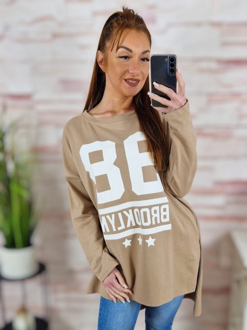 Feliratos, hátul hosszított, pamut anyagú felső L-XL