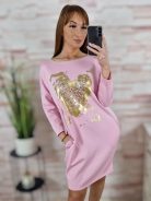 Szív mintás, 3/4-es ujjú, hátul nyaknál kivágott ruha M-L