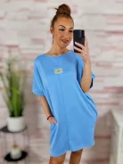 Zsebes, rövid ujjú, kereknyakú ruha L-XL