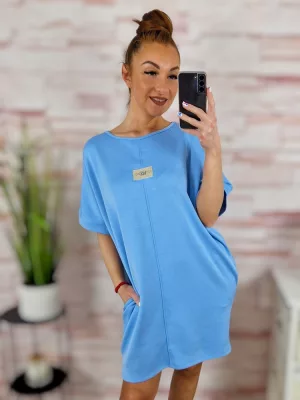 Zsebes, rövid ujjú, kereknyakú ruha L-XL