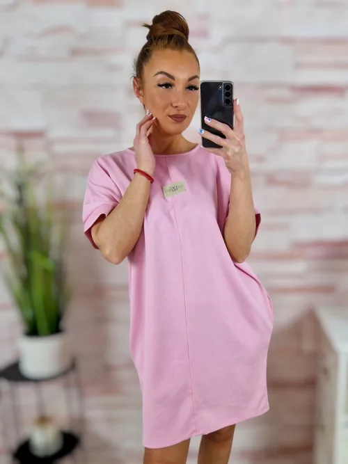 Zsebes, rövid ujjú, kereknyakú ruha L-XL