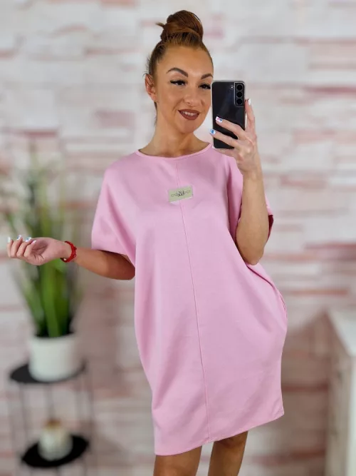 Zsebes, rövid ujjú, kereknyakú ruha L-XL