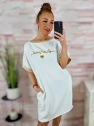 Zsebes, rövid ujjú, feliratos ruha L-XL