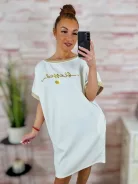 Zsebes, rövid ujjú, feliratos ruha L-XL