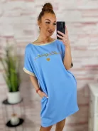 Zsebes, rövid ujjú, feliratos ruha L-XL