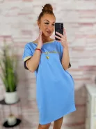 Zsebes, rövid ujjú, feliratos ruha L-XL