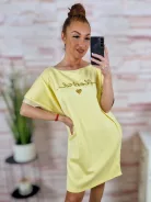 Zsebes, rövid ujjú, feliratos ruha L-XL