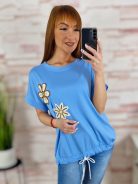 Hímzett virágmintás, hátul hosszított, alján összehúzható felső M-L