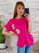 Hímzett virágmintás, hátul hosszított, alján összehúzható felső M-L