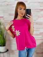 Hímzett virágmintás, hátul hosszított, alján összehúzható felső M-L