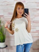 Hímzett virágmintás, hátul hosszított, alján összehúzható felső M-L