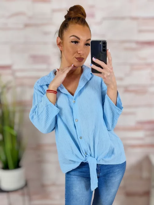 Alján megkötős, végig gombos, 100% pamut felső L-XL