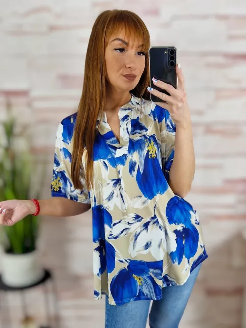 Hidegselyem anyagú, rövid ujjú, v nyakú felső L-XL