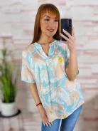 Hidegselyem anyagú, rövid ujjú, v nyakú felső L-XL