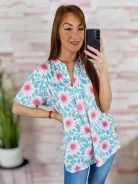 Hidegselyem anyagú, rövid ujjú, v nyakú felső L-XL
