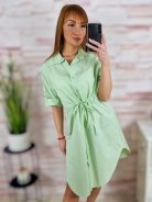 Deréknál összehúzható, roll-up ujjú ingruha M-L