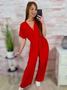 Mellnél átlapolt, gumis derekú, bő szárú overál M-L