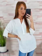 Anyagában virágmintás, mellig gombos, roll-up ujjú felső L-XL